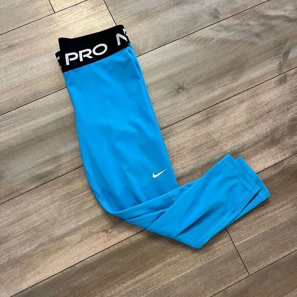 Nike Pro Blue Athletic Leggings‎ Women Medium Bin L-60 - Picture 1 of 5